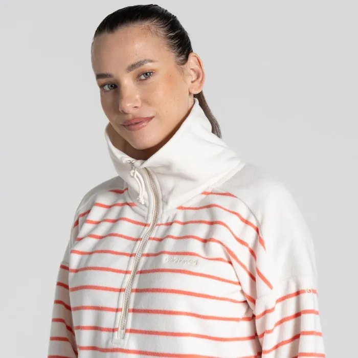 Womens Half Zip Fleece Craghoppers Lily Half Zip Fleece Deep Coral Stripe Womens Half Zip Fleece Craghoppers Lily Half Zip Fleece Deep Coral Stripe