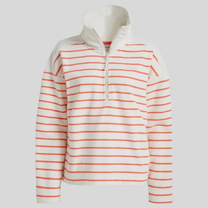 Womens Half Zip Fleece Craghoppers Lily Half Zip Fleece Deep Coral Stripe Womens Half Zip Fleece Craghoppers Lily Half Zip Fleece Deep Coral Stripe