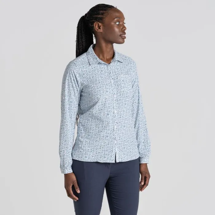 Womens Long Sleeve Craghoppers NosiLife Fara Long Sleeved Shirt Mediterranean Blue Print Womens Long Sleeve Craghoppers NosiLife Fara Long Sleeved Shirt Mediterranean Blue Print