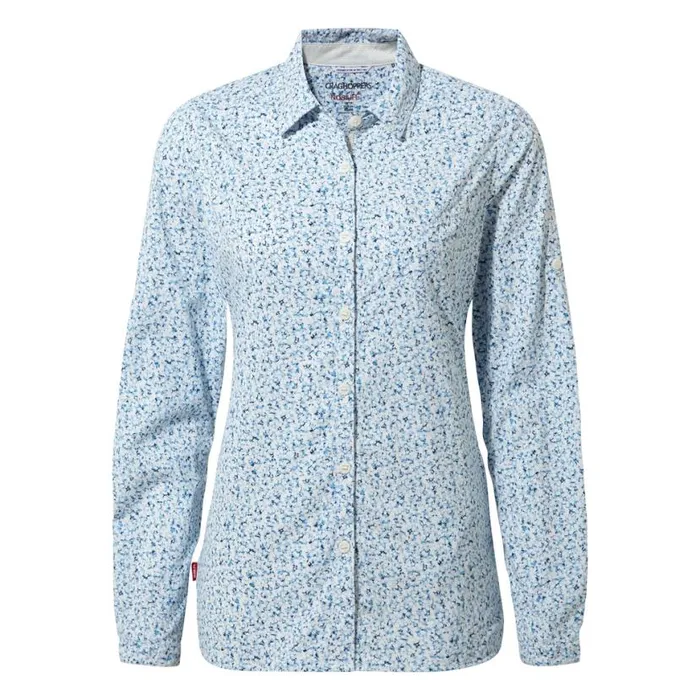 Womens Long Sleeve Craghoppers NosiLife Fara Long Sleeved Shirt Mediterranean Blue Print Womens Long Sleeve Craghoppers NosiLife Fara Long Sleeved Shirt Mediterranean Blue Print