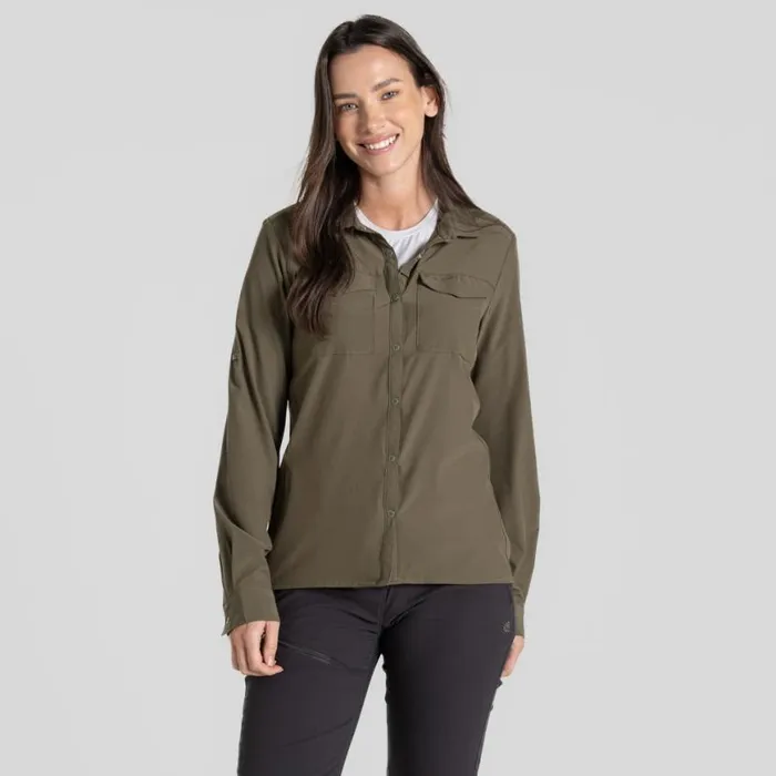 Womens Long Sleeve Craghoppers NosiLife Pro Long Sleeved Shirt III Wild Olive Womens Long Sleeve Craghoppers NosiLife Pro Long Sleeved Shirt III Wild Olive