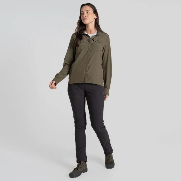 Womens Long Sleeve Craghoppers NosiLife Pro Long Sleeved Shirt III Wild Olive