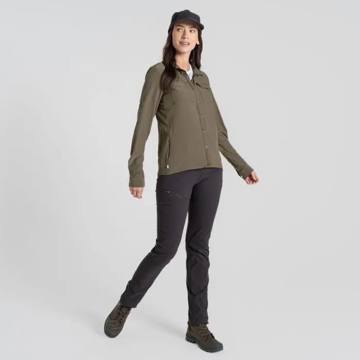 Womens Long Sleeve Craghoppers NosiLife Pro Long Sleeved Shirt III Wild Olive