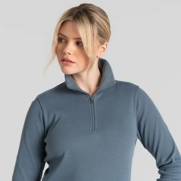 Womens Long Sleeve Craghoppers Orlaith Half Zip Long Sleeved Top Winter Sky Womens Long Sleeve Craghoppers Orlaith Half Zip Long Sleeved Top Winter Sky