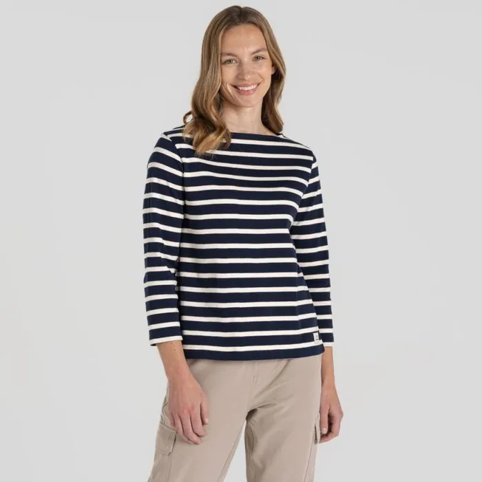 Womens Long Sleeve Craghoppers Painne Long Sleeve Top Blue Navy Stripe