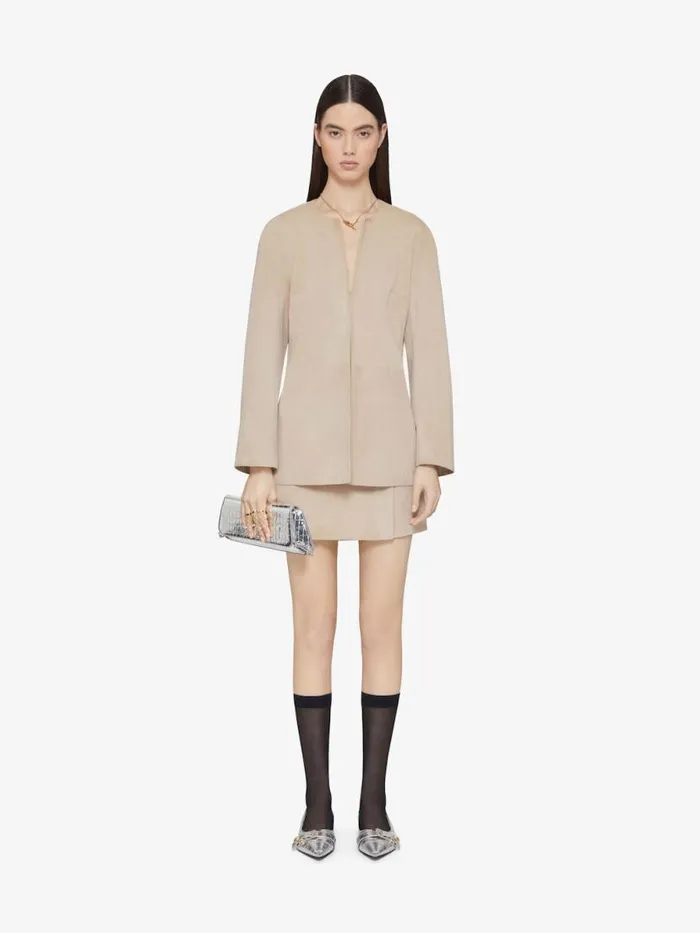 Wrap Mini Skirt In Suede With 4g Liquid Detail Sand Women Givenchy Skirts