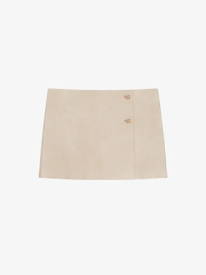 Wrap Mini Skirt In Suede With 4g Liquid Detail Sand Women Givenchy Skirts