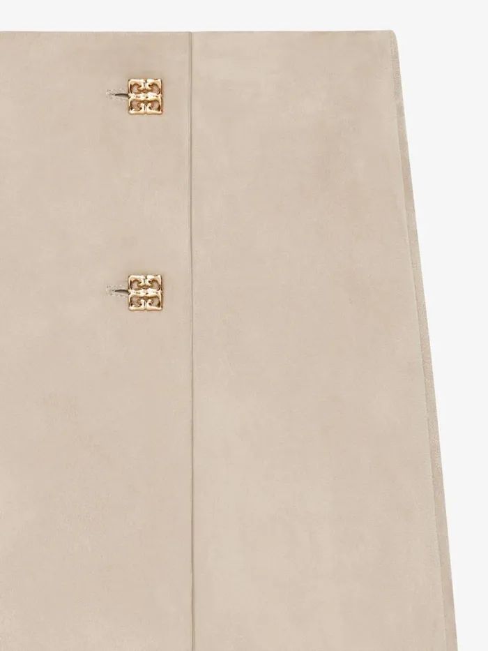 Wrap Mini Skirt In Suede With 4g Liquid Detail Sand Women Givenchy Skirts