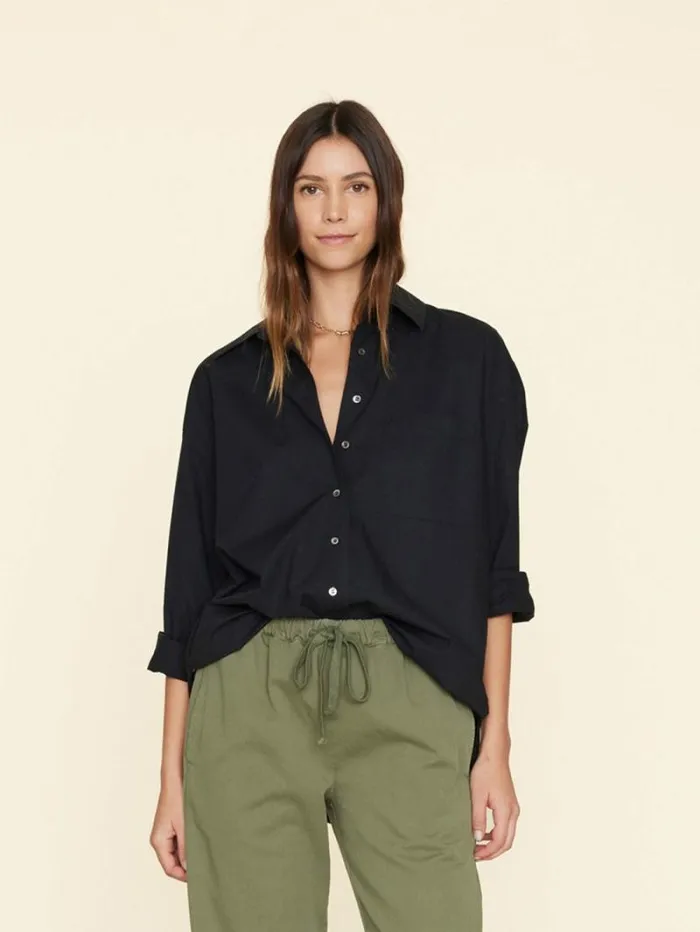 Xirena Jet Black Sydney Crisp Shirt Women Shirts