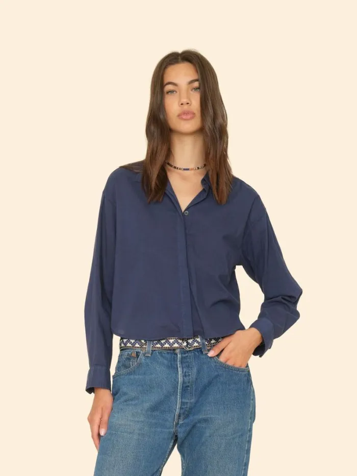 Xirena Navy Smyth Shirt Women Shirts