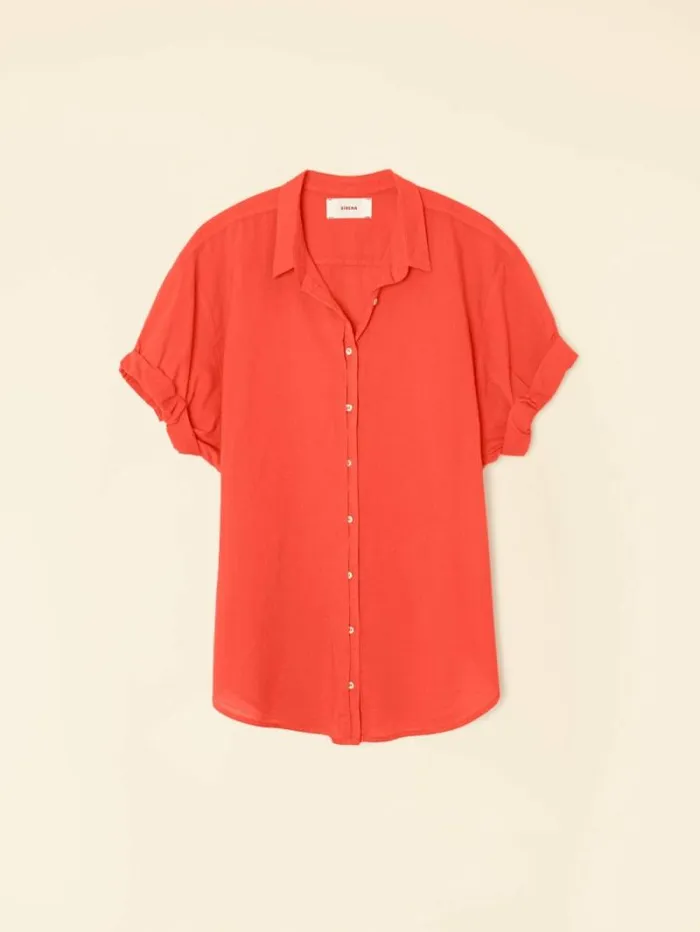 Xirena Orange Sunset Channing Shirt Women Shirts