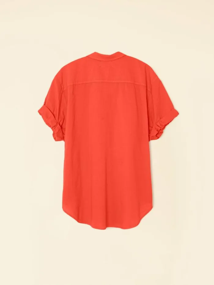 Xirena Orange Sunset Channing Shirt Women Shirts